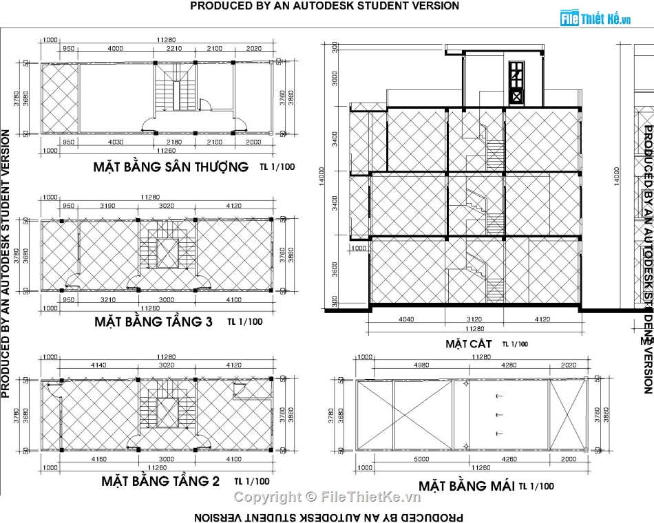 Bản vẽ xpxd nhà phố 3 tầng,Nhà phố 3 tầng 3.76x10.3m,Bản vẽ nhà phố 3 tầng,File cad nhà phố 3 tầng,bản vẽ nhà phố 3 tầng đẹp